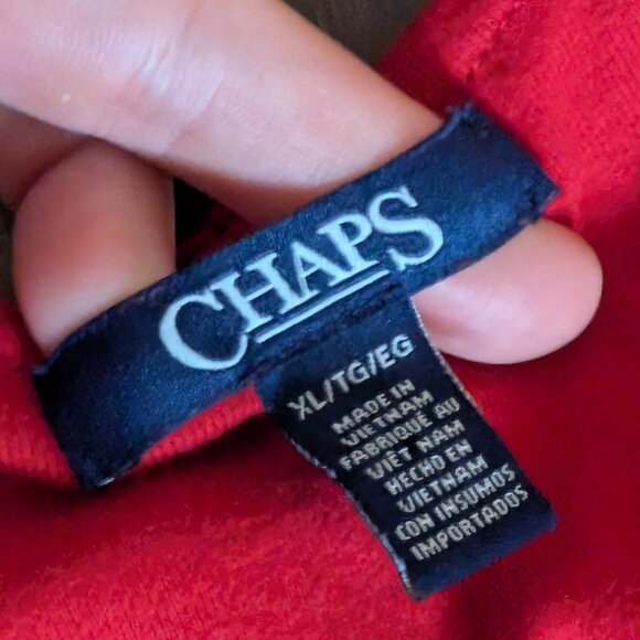 Chaps, Ruffled Neckline Sleeveless Top, Red, Sz XL - Picture 4 of 7